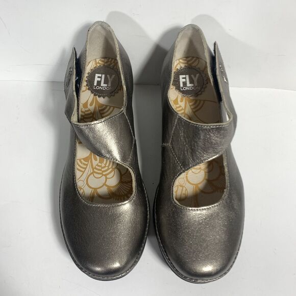 Fly London Yasi Metallic Bronze Leather Platform Wedge Shoes - EUR 37 W - Picture 14 of 16